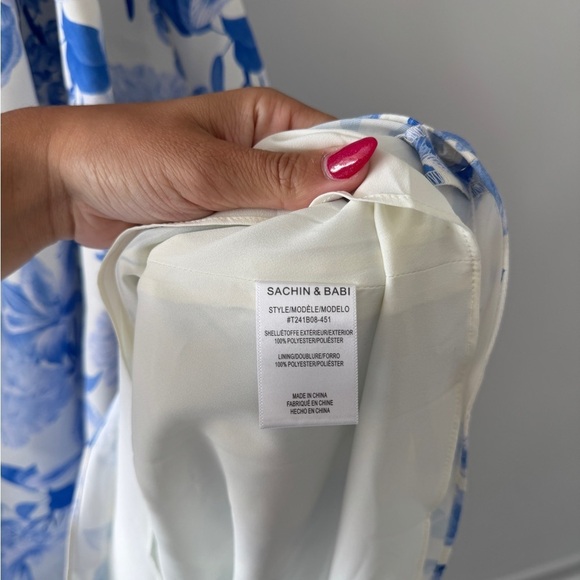 SACHIN & BABI Isabeau Floral Strapless Blue Gown 2 - Picture 6 of 9